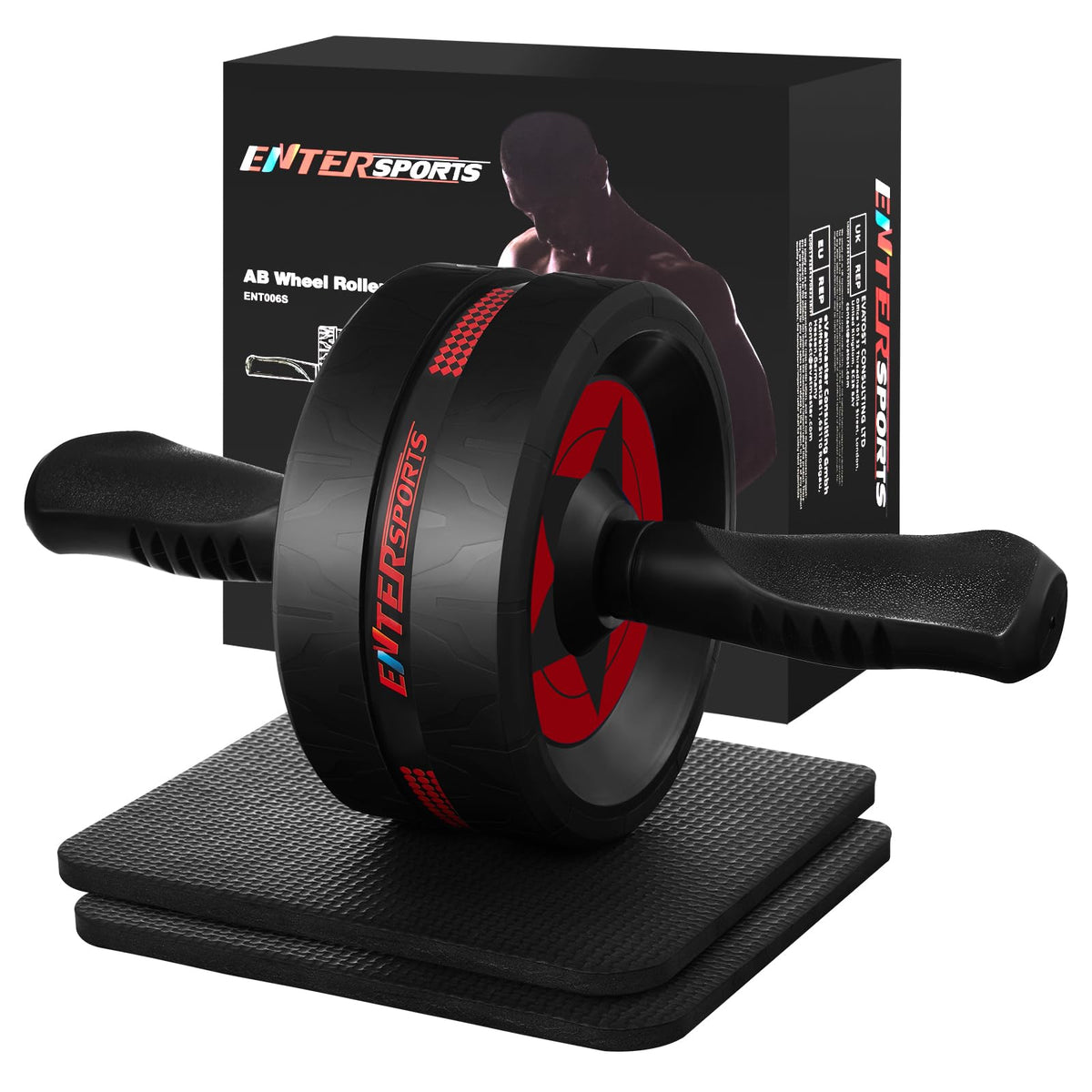 EnterSports Bauchroller, Bauchmuskeltrainer, Bauchmuskelroller mit Zwei Kniematte, Bauchrad Für Bauchmuskeltraining, Bauchtrainer für Zuhause, Geeignet für Anfänger, Fortgeschrittene und Profis
