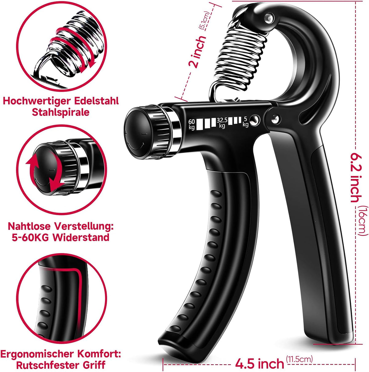 FitBeast Handtrainer Fingertrainer, Griffkraft Trainer Trainingsset - 5er-Pack, Verstellbarer Grip Trainer, Finger Trainingsgerät, Handgelenk Trainer, Trainingsring & Stressabbau-Griffkugel